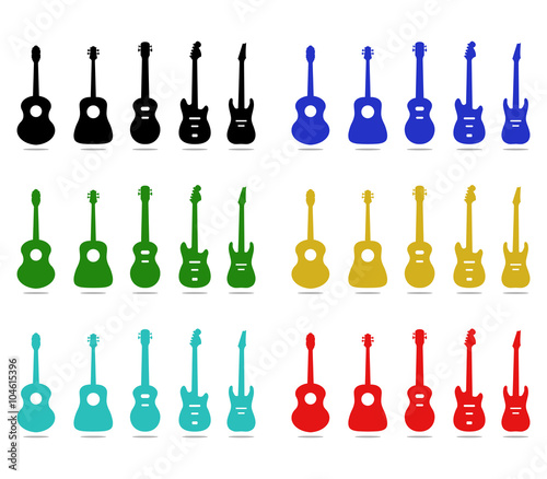 set of guitars