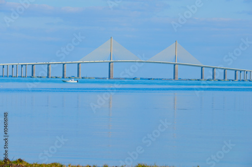 Sunshine Skyway bridge spanning over the beautiful Tampa Bay in sunny Florida