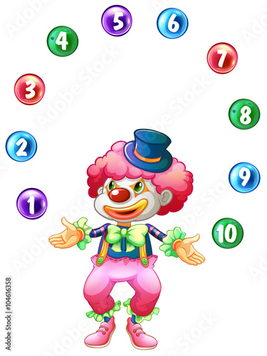 Jester juggling balls with numbers