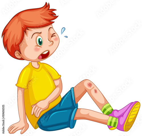 Boy with wounds on his leg