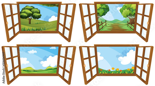 Four scenes from window