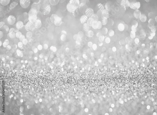 white silver glitter bokeh texture abstract background
