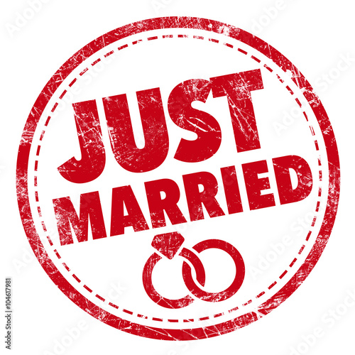 Just married word red stamp...