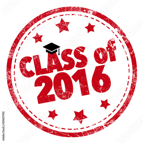 Class of 2016 word red stam...