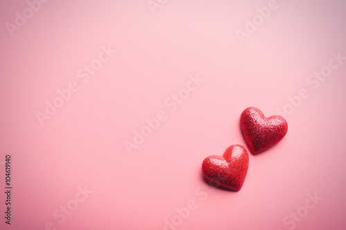 Valentines Hearts on pink background
