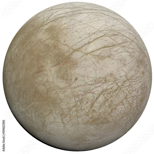 Jupiter's moon europa on White Background