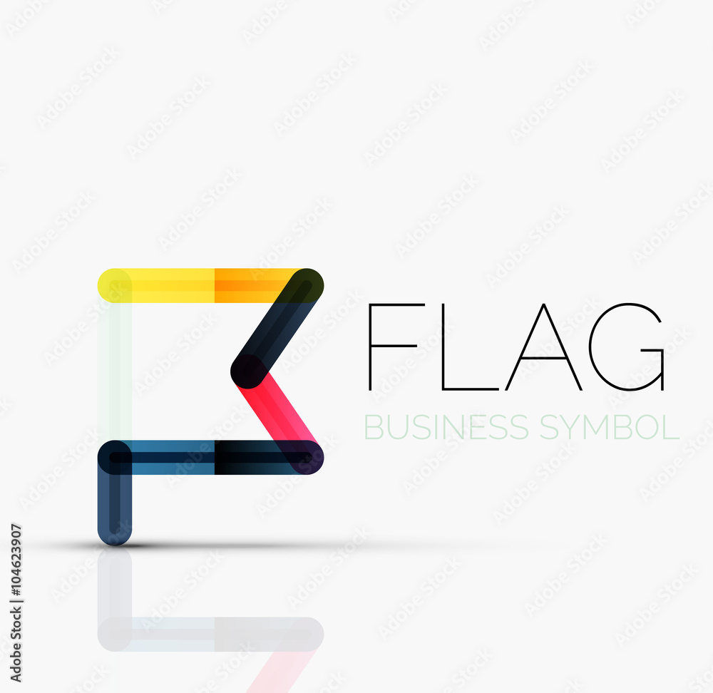 Logo flag, abstract linear geometric business icon
