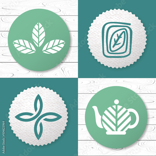 Set of tea logo design elements
