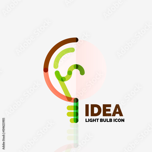Logo, vector light bulb abstract linear geometric business icon. Idea concept