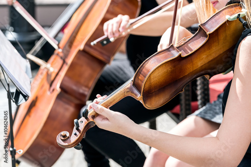 Fotografie musicians play classical music in orchestra