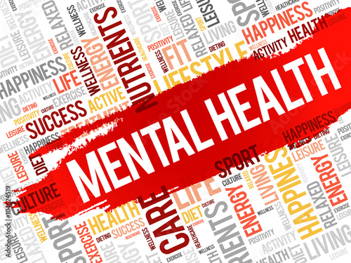 Mental health word cloud, health concept