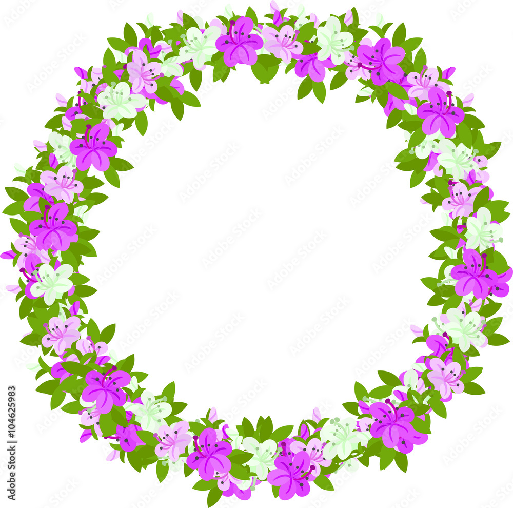 Wreath of flowers of azalea which imaged spring