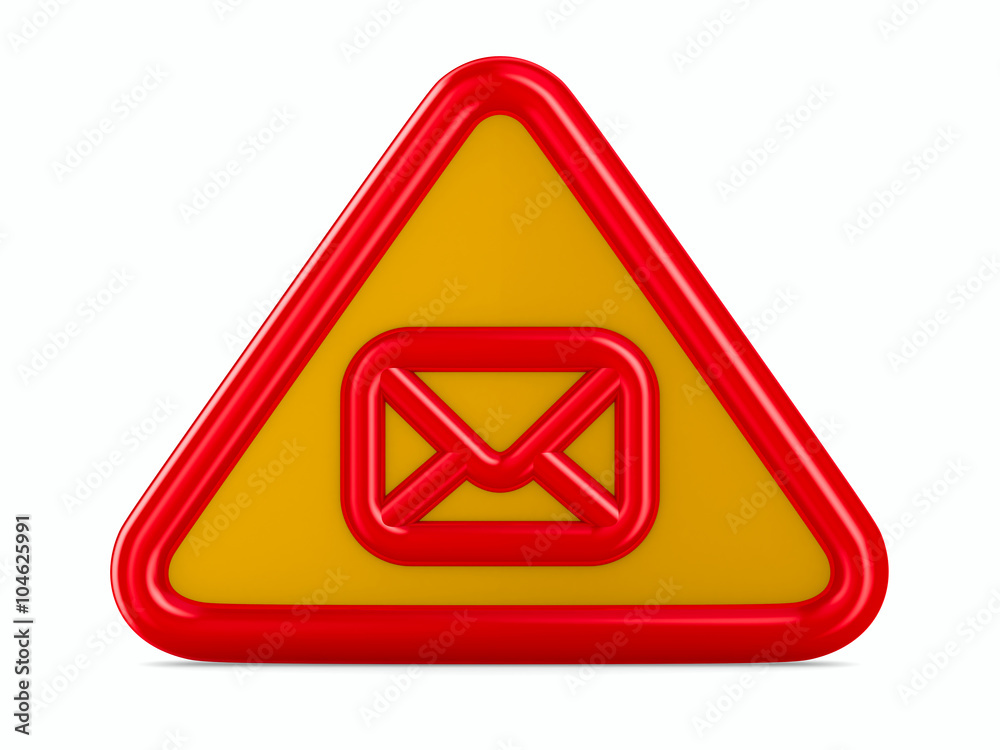 envelope traffic sign on white background. Isolated 3D image envelope traffic sign on white background. Isolated 3D image