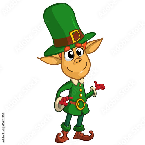 St Patricks Day leprechaun cartoon character presenting. Vector illustration