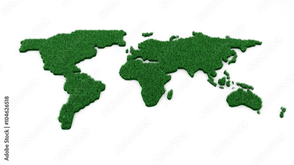 Ecology world map on white background