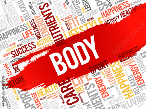 BODY word cloud, fitness, sport, health concept