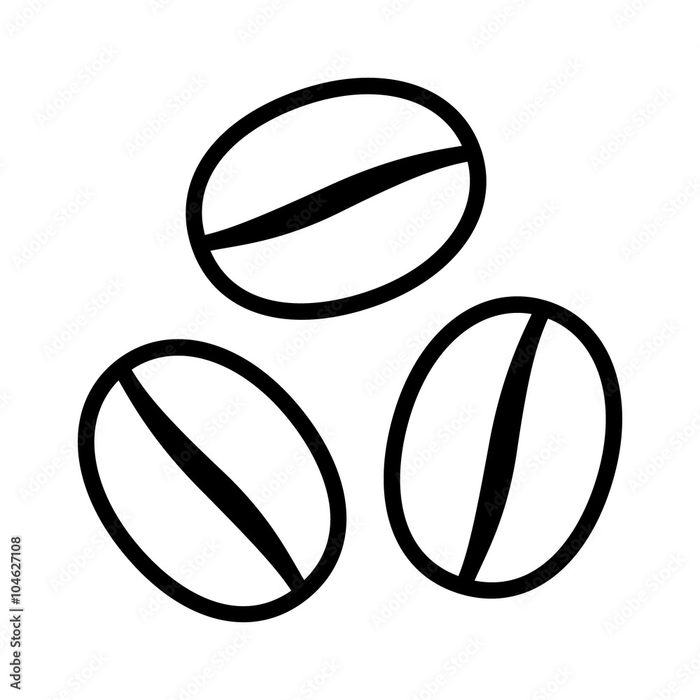 Coffee beans / seeds line art icon for food apps and websites