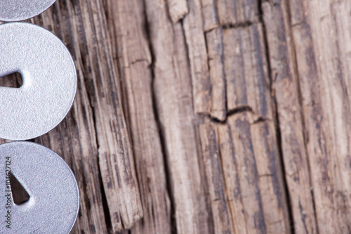 abstract background of rotten board and round hats pushpin