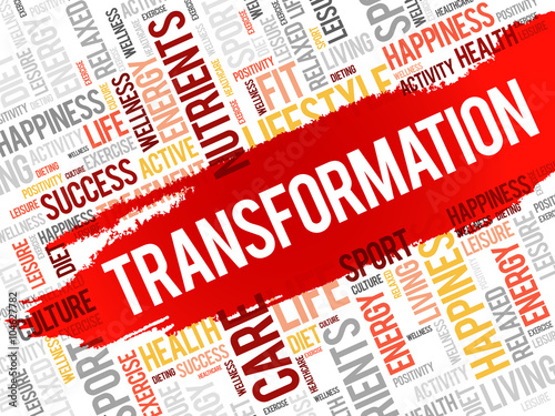 TRANSFORMATION word cloud, fitness, sport, health concept