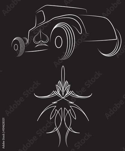 Hot rod. Retro car. pinstripes. Beautiful pinstripe vector illustration