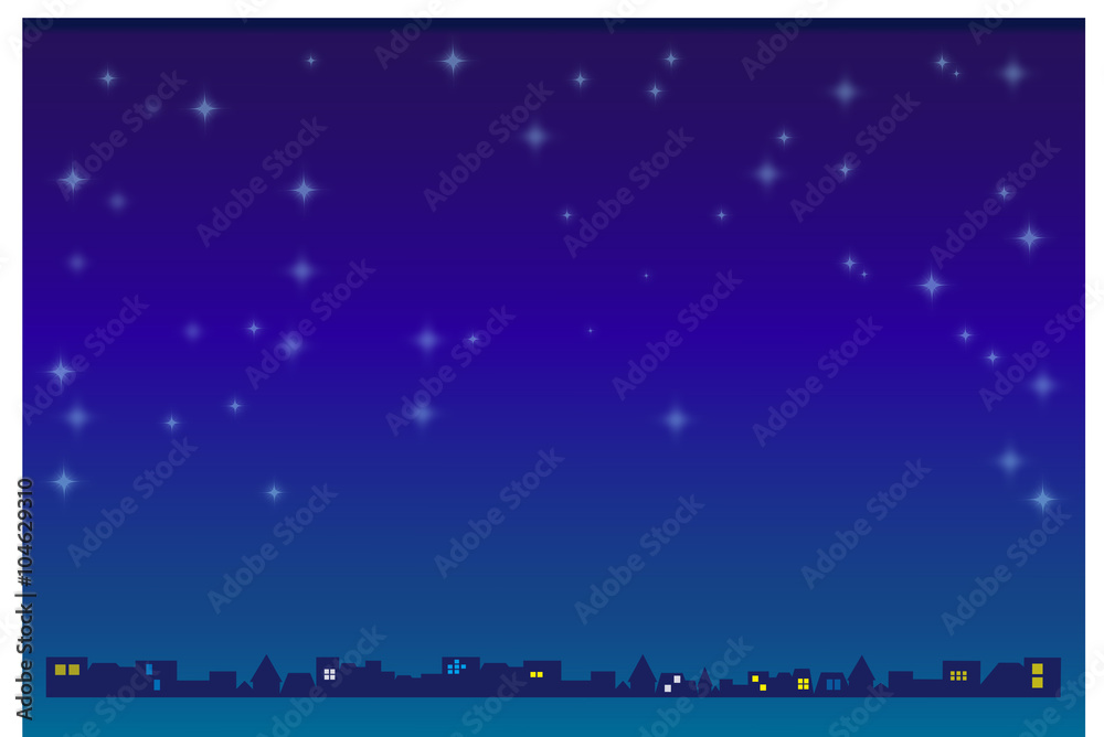 Fototapeta premium 夜景 街並み シルエット 