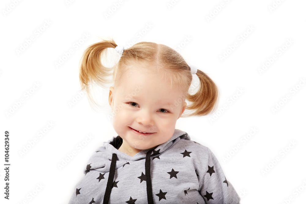 beautiful smiling little girl, white background beautiful smiling little girl, white background