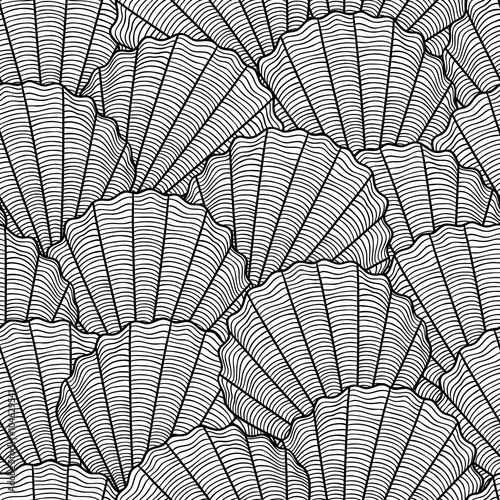 Marine seamless pattern with stylized seashells. Background made without clipping mask. Easy to use for backdrop, textile, wrapping paper