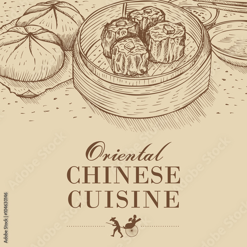 Hand drawn of Chinese dumplings and buns