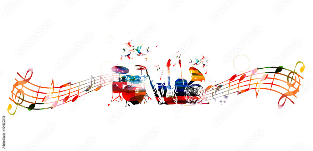 Fototapeta premium Colorful music instruments background