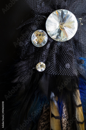 Crystal Broach with Feather
