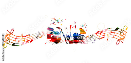 Colorful music instruments background