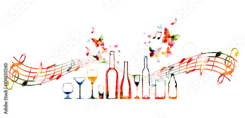 Colorful design with bottles and butterflies