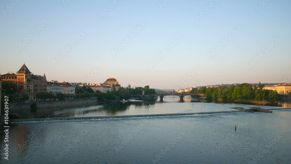 View to the Vltava river in Prague, Czech Republic. View to the Vltava river in Prague, Czech Republic.