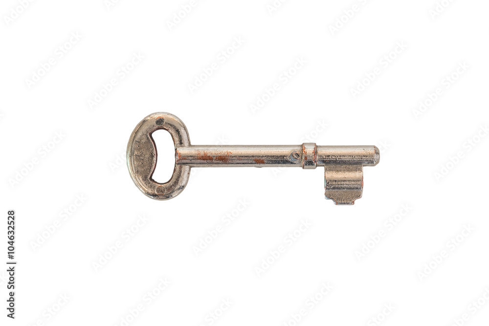 Close up of old fashioned key isolated on white Close up of old fashioned key isolated on white