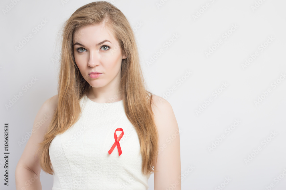 beautiful girl with a red ribbon AIDS beautiful girl with a red ribbon AIDS