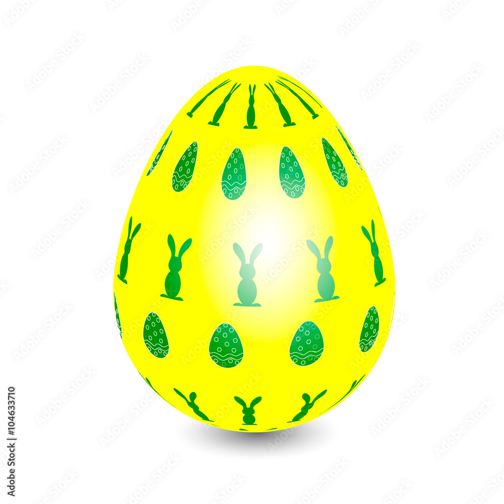 
Volume egg with ornament of rabbits
Festive Easter egg with the image of rabbits on a yellow skins and 3D on a white background
