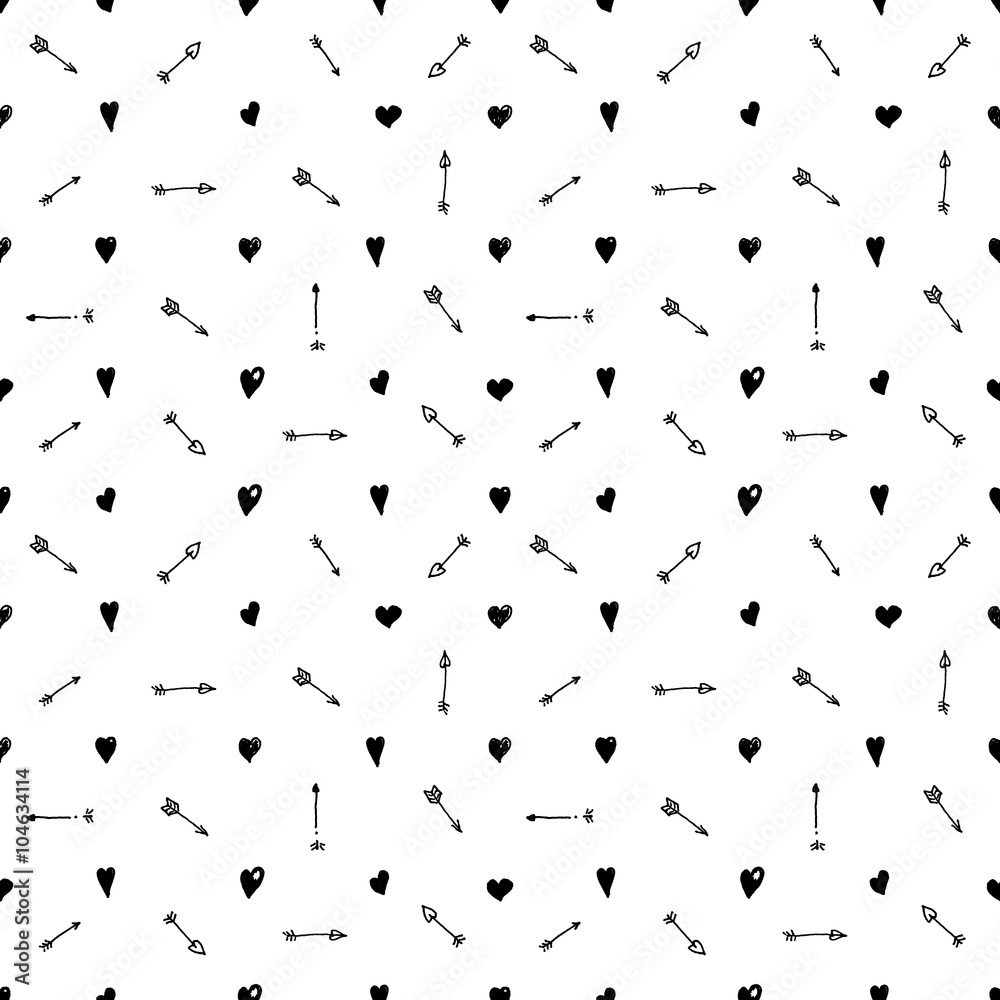 seamless pattern with hearts and arrows. seamless pattern with hearts and arrows.