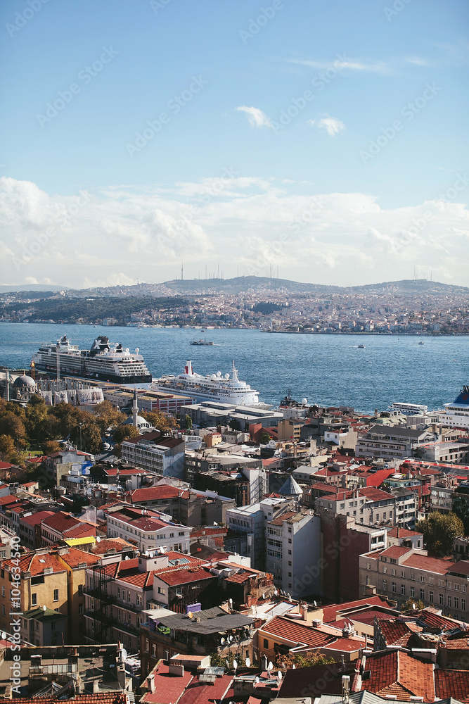 view of the city of Istanbul and the Strait of Bosphorus
