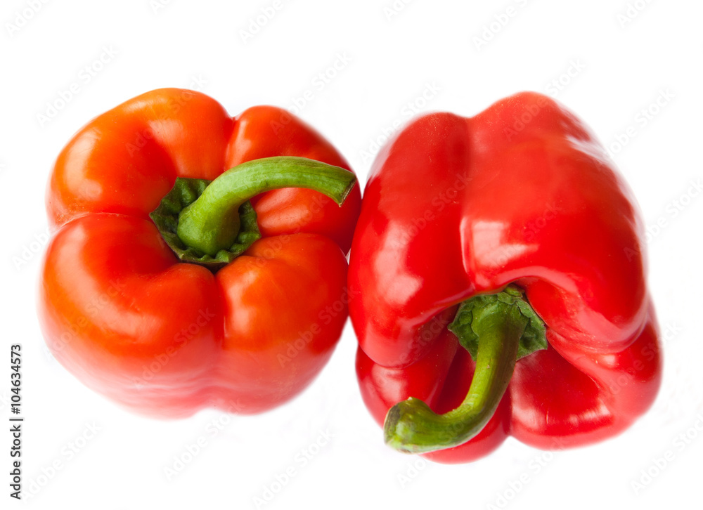 Two red peppers, isolated on white background Two red peppers, isolated on white background