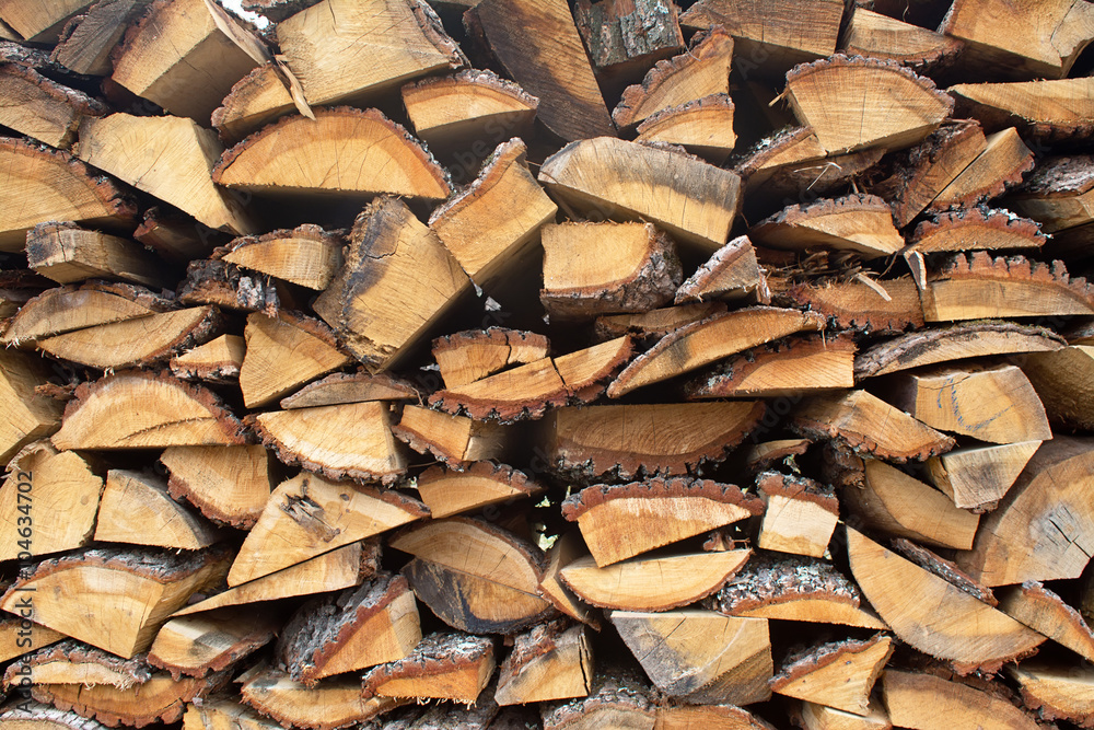 The section of the firewood logs stacked The section of the firewood logs stacked
