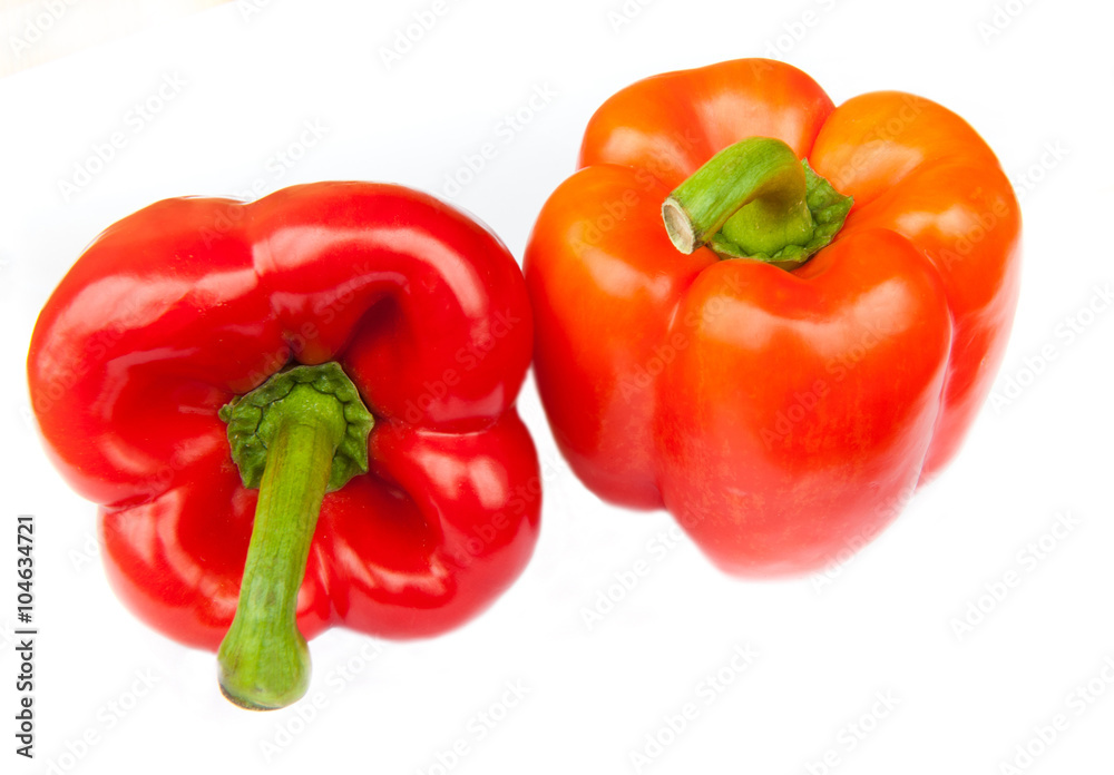 Two red peppers, isolated on white background Two red peppers, isolated on white background