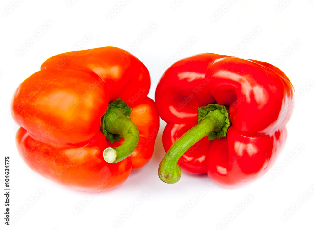 Two red peppers, isolated on white background Two red peppers, isolated on white background