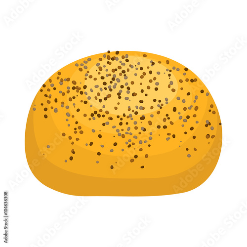 Bun with poppy seeds icon, realistic style