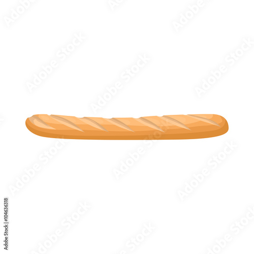 French baguette icon, cartoon style 