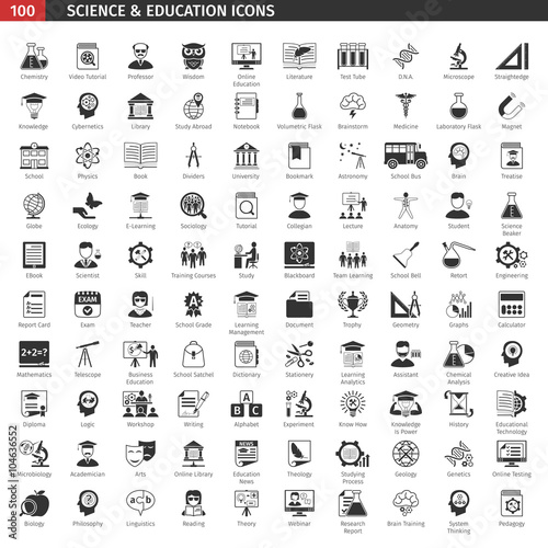 Black Education Icons Set