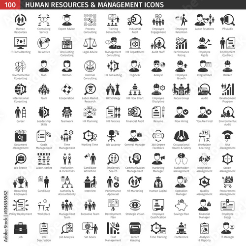 Human Resources Black Icons Set