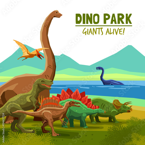 Dino Park Poster © Macrovector