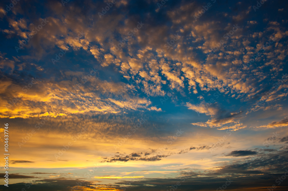 Golden clouds, sunset