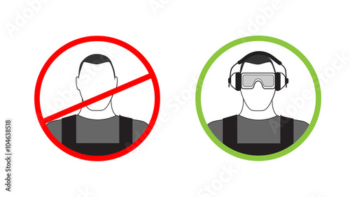 Warning sign on the use of personal protective equipment