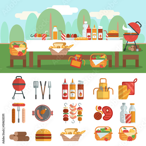 BBQ party banner set